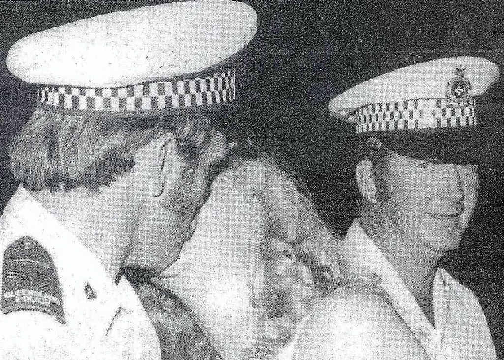 In 1979 Debbie Hutton of Tweed Heads kisses Coolangatta’s Senr Const Terry Honours. In 1979 Debbie Hutton of Tweed Heads kisses Coolangatta’s Senr Const Terry Honours.